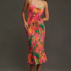 Farm Rio x Anthropologie Ruched Tie-Front Dress